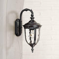 John Timberland Bellagio European Outdoor Wall Light Fixture Black Aluminum Metal 16.5 Clear Hammered Glass Decor for Exterior House Porch Patio Outside Deck Garage Yard Front Door Garden Home