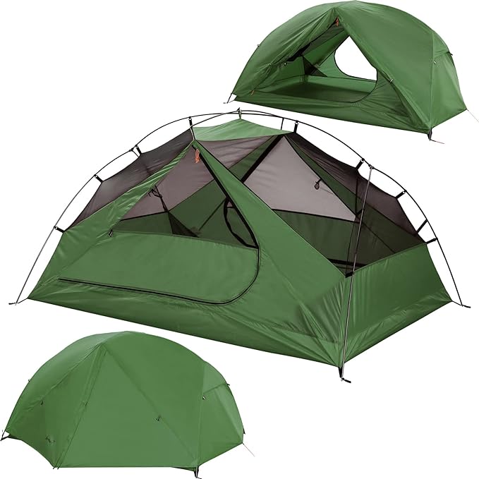 Clostnature 1/2 Person Backpacking Tent - Lightweight Two Person Tent for Backpacking Easy Set Up Waterproof Camping Tent for Adults Kids Scouts Large Size Outdoor Hiking Mountaineering Gear