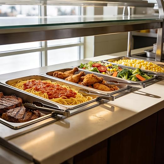 6 Pack 1/3 Size Hotel Pans 4 Inch Deep with Lids Stainless Steel Steam Table Pan with Lids Commercial Food Pans for Hotel Home Restaurant Catering Buffet Pan