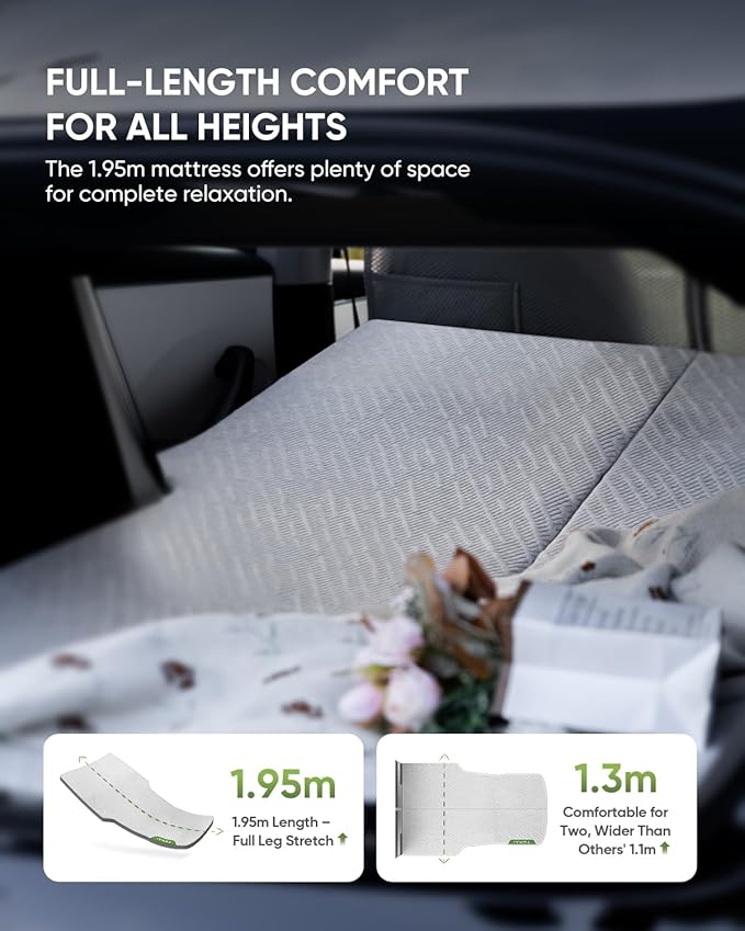 Tesla Model 3 Camping Mattress | Foldable Memory Foam Car Bed Custom-Fit for Tesla Trunk Sleep Pad Non-Slip Dual-Mode Design Skin-Friendly Cover Ideal for Road Trips &amp Car Camping