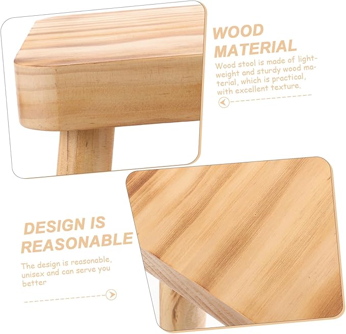 POPETPOP Wood Step Stool Portable Lightweight Stool for Use for Living Room Kitchen Camping and More Sturdy Design Excellent Load-Bearing Capacity