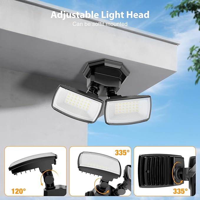 Onforu 3200LM Flood Lights Outdoor 32W 6500K LED Security Light Manual Switch Controlled IP66 Waterproof Outdoor Lights Wall Mount Exterior Flood Light with 2 Adjustable Heads Floodlights Outside