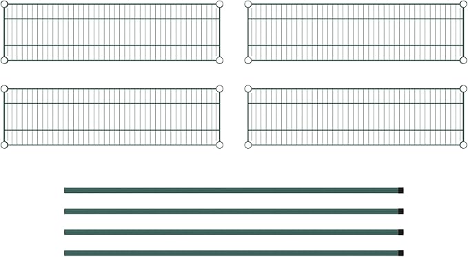 Commercial NSF Listed Green Epoxy Stationary Wire Shelving Kit 12 x 42 x 64 with 4 Shelves Perfect for Warehouse Walk-in Refrigerator Freezer Grocery Store Restaurant Dishroom