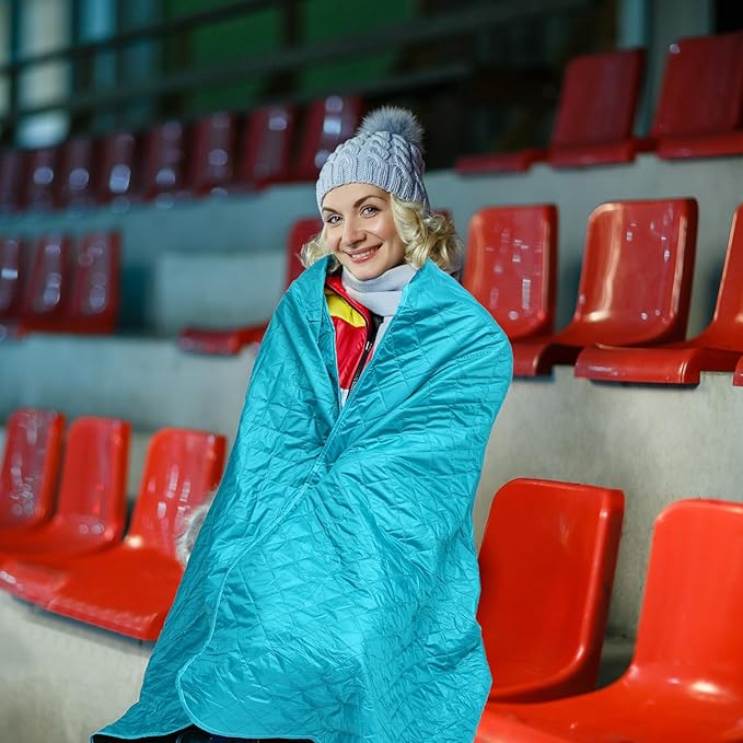 Preboun 4 Pack Large Waterproof Stadium Blankets Thick Warm Fleece Picnic Camping Blankets for Cold Weather Football Games Concerts Beach Outdoor Activities Homeless Donations(Multi)