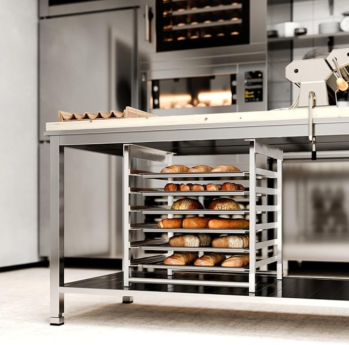 AmGood Table-Mounted Aluminum Bun Pan Rack for 30 Wide Work Tables - 6 Pan Capacity