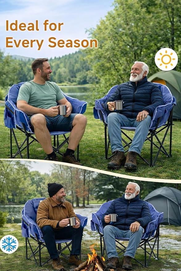 Slsy Heated Camping Chair Oversized Outdoor Portable Heated Folding Chair Heavy Duty 500 lbs Support Padded Seat for Outdoor Sports Camping Patio and Picnics(Celadon)