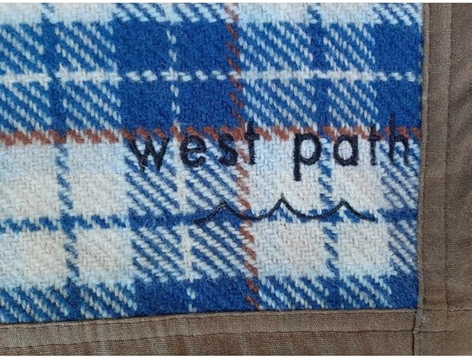 Canvas Camp Blanket – Waterproof Outdoor Blanket Waxed Canvas with Water Repellent Backing Bushcraft &amp Campfire Friendly Ideal for Camping Hiking Beach Picnic &amp Festivals (Blue/White Re