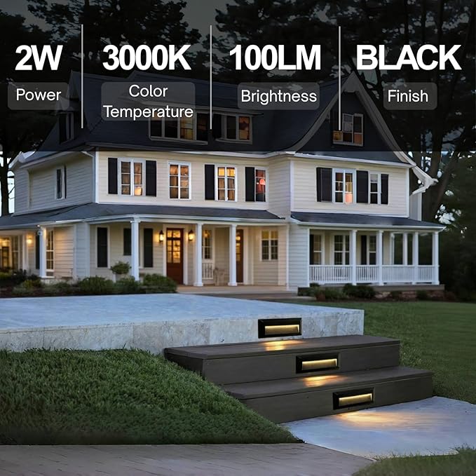 ZONK LED Outdoor Indoor Step Lights Line Voltage 110-240V 2W Landscape Stair Lights 9Inch Non-dimmable 3000K IP65 Waterproof Stairway Lighting LED Deck Light Retaining Wall Lights Pack of 3