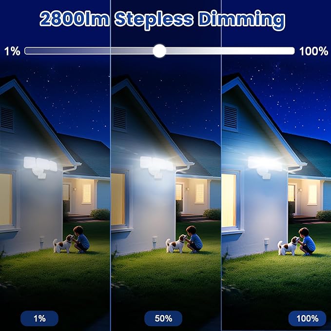 EMANER Smart Security Light Motion Sensor Compatible with Alexa/Google Home Warm White to Daylight White Brightness Adjust App Controlled WiFi Flood Light (White 1-Pack)
