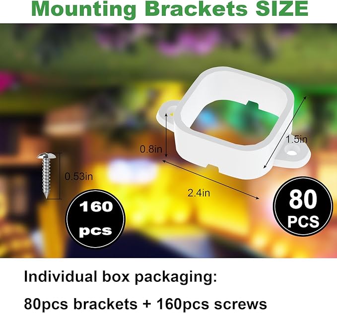 80 Pack Mounting Brackets for Govee H706/H706 Pro Permanent Outdoor Lights Light Clips Mounting Brackets Compatible with Govee H706A H706B H706C