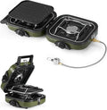 Naturehike 2 Burner Folding Camping Stove with Griddle Portable Camp Isobutane Gas Stove with 16000 BTU Adjustable Burners &amp Piezo Ignition