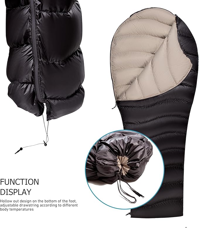 Down Sleeping Bag Ultralight Mummy Backpacking Sleeping Bags for Adults Camping Hiking Outdoor with 600 Fill Power Duck Down
