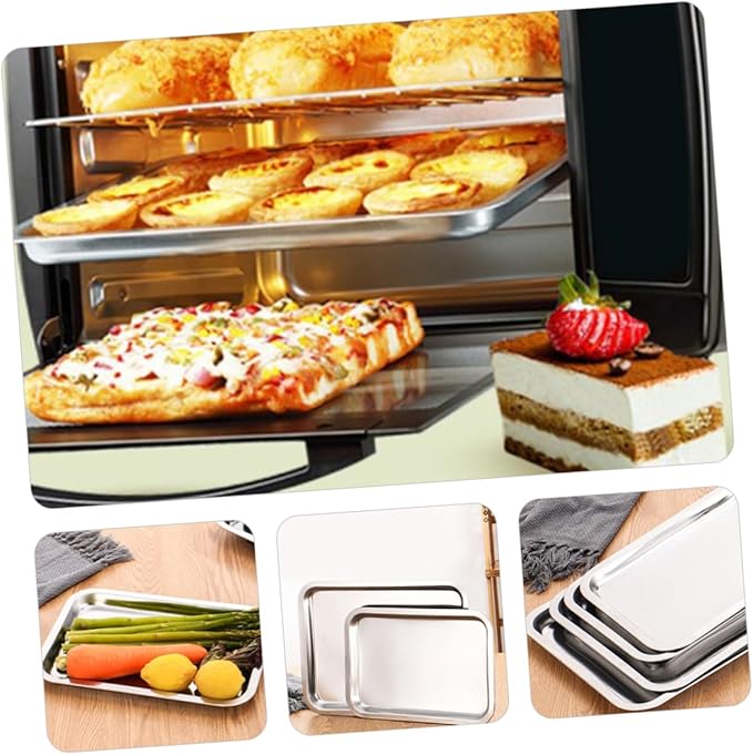 Amosfun 4Pcs Stainless Steel Plates Dinner Dishes for Self Feeding for Outdoor Camping Picnic Dishwasher Fun Design