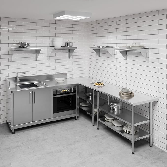 AmGood 12 in. x 24 in. Stainless Steel Wall Shelf | NSF | Metal Shelving | Garage Laundry Storage Utility Room | Restaurant Commercial Kitchen