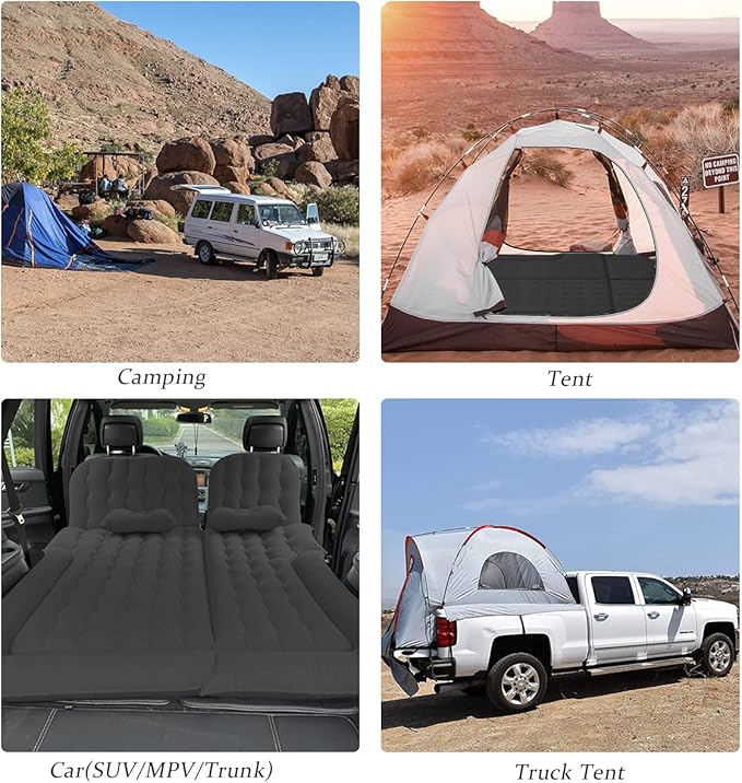 3 in 1 SUV Air Matterss | Car Mattress with Electric Air Pump-2 Support Fillers &amp 2 Pillows Fits SUV|MPV|Minivan for Road Trip Camping Black