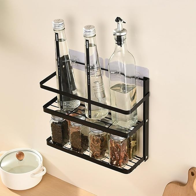 Foldable Wall-Mounted Rustproof Metal Space-Saving Shelf for Condiments &amp Utensils Easy Install Rustproof Shelf