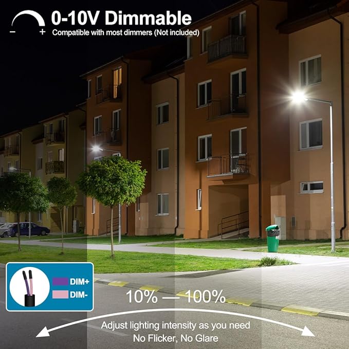 240W LED Parking Lot Light with Photocell Commercial Outdoor Pole Lights with Slip Fitter &amp Arm Mount in 1 36000LM 5000K 100-277V IP65 Dimmable 240W/200W/150W Power Selectable ETL