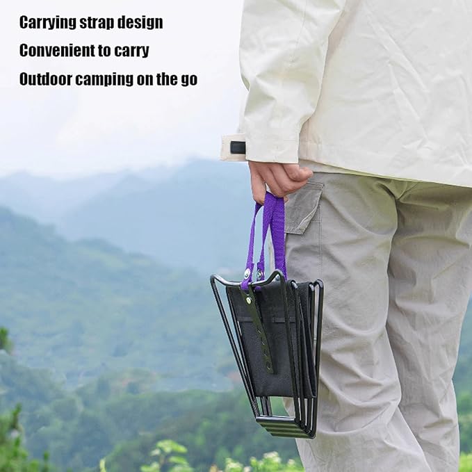 Outdoor Ultralight Chair Portable and Easy to Set Up Camping Chair Fishing Small Bench Suitable for Waiting in Line Walking Backpacking Travel Purple