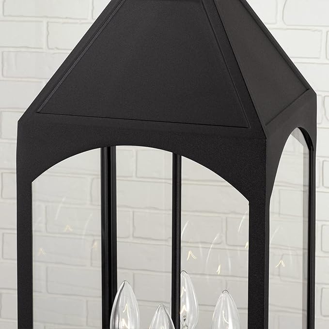 Capital Lighting 946342BK Burton Clear Glass Outdoor Hanging Lantern 4-Light 240 Total Watts 27 H x 10 W Black