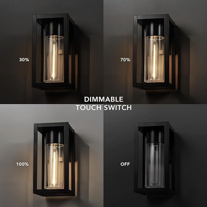 GLOBE Electric 60000167 1W LED Integrated Solar Powered Outdoor Wall Sconce Matte Black Integrated Solar Panel Clear Glass Shade 100 Lumens 3000 Kelvin 90 CRI