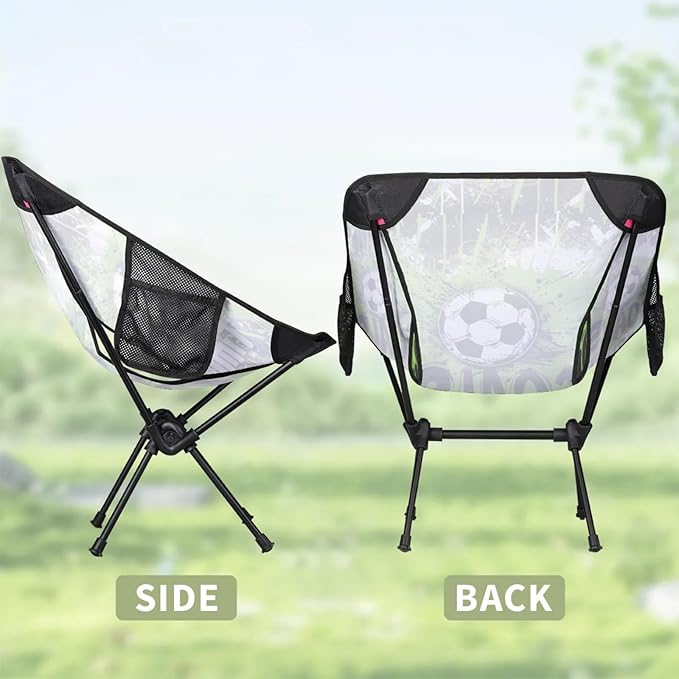 Sports Soccer Portable Camping Chair Folding Chairs for Outside Lightweight Backpacking Chair Outdoor Collapsible Beach Chairs for Adults Fishing Lawn Picnic Travel Hiking