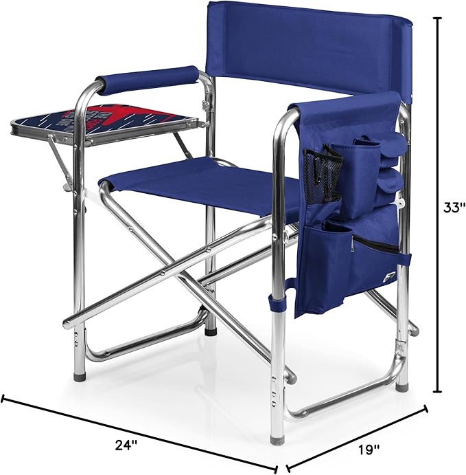 PICNIC TIME Star Wars Jedi Knight Sports Chair with Side Table Folding Beach and Camp Chair Portable Outdoor Chair with Carry Strap and Storage Pockets (Navy Blue)