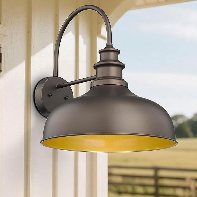 Bestshared 16 Large Farmhouse Barn Light Farmhouse Wall Outdoor Sconce Exterior Wall Mount Lighting Fixture Outside Patio Light for Porch Entryway Garage(ORB16-1PACK)