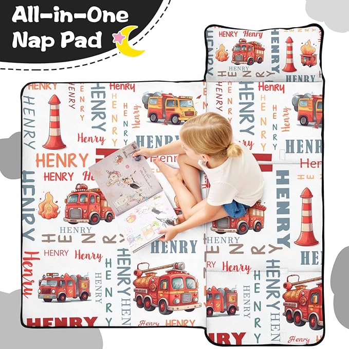 Personalized Toddler Nap Mat – Custom Name Sleeping Bag with Pillow &amp Blanket Roll-Up Nap Mats for Daycare