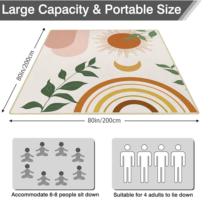 Extra Large Picnic Blankets Waterproof Foldable (80x 80) Boho Beach Blanket Waterproof Sandproof3-Layer Thicking Mat Outdoor Packable Camping Blanket