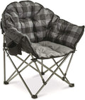 Guide Gear Club Camping Chair Oversized Portable Folding with Padded Seats 500-lb. Capacity Gray Plaid