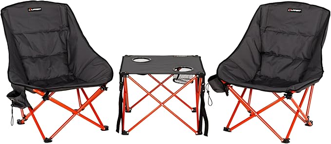 Lippert Baja Overlanding 3-Piece Chair &amp Table Set 600-Denier Polyester Folding Chairs Dual Cupholders Innovative Scoop for Ultimate Comfort Fold-up Convenience - 2023053719