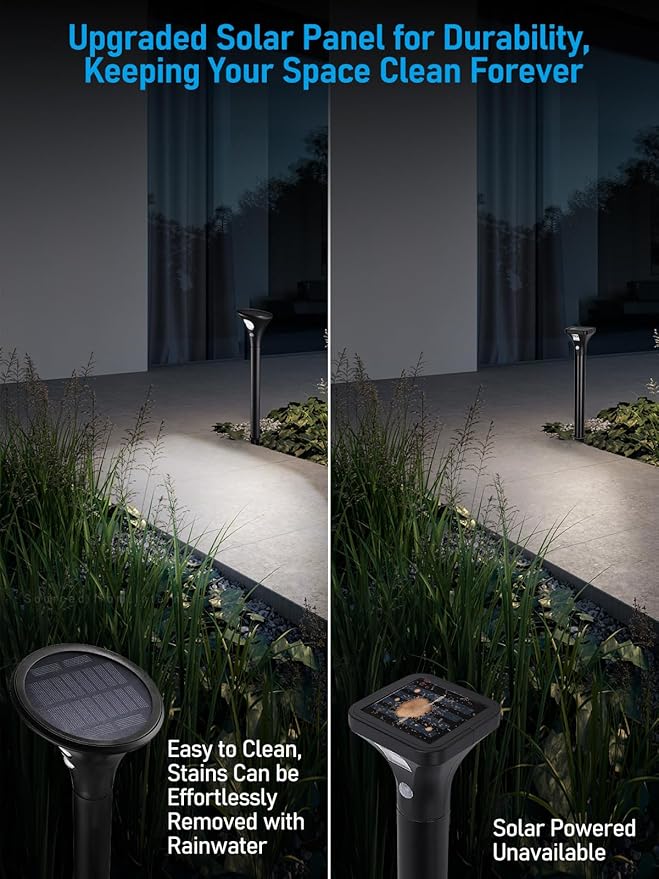 LEONLITE 8-Pack LED Solar Powered Motion Sensor Pathway Lights Battery Powered Outdoor Solar Landscape Lights Walkway Light for Yard Garden Lawn All Night Long Lighting 6500K Pure White