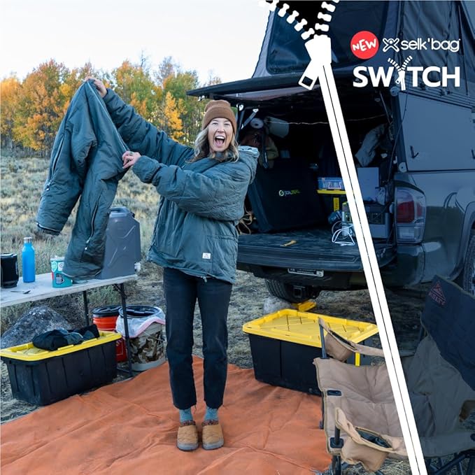 Selk'bag SWYTCH Lite Wearable Sleeping Bag &amp Jacket | 2-in-1 Lightweight Eco-Friendly 40°F for Camping &amp Travel