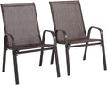 Set of 2 Outdoor Patio Chairs for Relaxation and Comfort Breathable Design for Garden Beach or Camping Brown