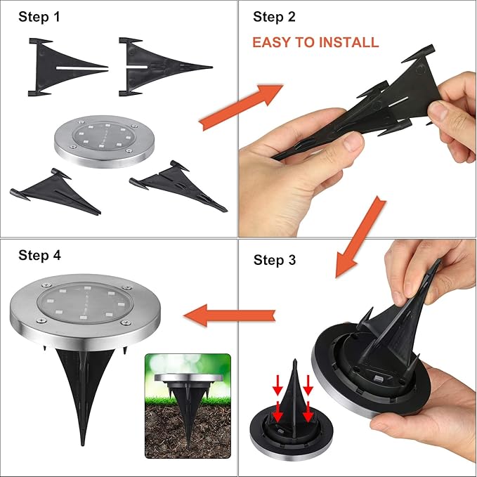 LYHOPE Solar Ground Lights Outdoor 16 Pack 8 LED Solar Disk Lights Waterproof Garden In-ground Pathway Light Landscape Lighting for LawnYardDeckPatioWalkway (White)