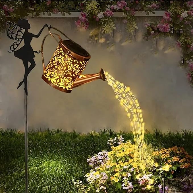 Solar Watering Can Light Outdoor Decor - Waterproof Solar Garden Pathway Lights for Yard Garden - Perfect Gifts for Women Mom Grandma Birthday (Fairy-Style)