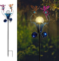 VCUTEKA Solar Lights Outdoor Metal Garden Stake Waterproof Crackle Glass Globe Garden Decor Fairy for Pathway Lawn Patio Yard