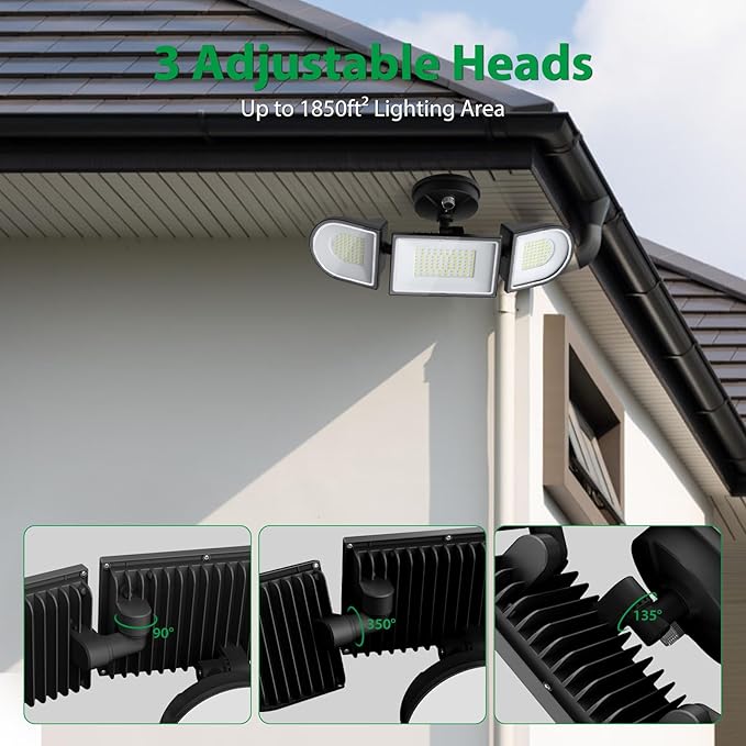 iMaihom 130W Led Flood Light OutdoorDusk to Dawn Outdoor Lighting 13000LM Outdoor Lights 3 Adjustable Heads Security Lights with Photocell IP65 Waterproof 6500K Outside Flood Light for Yard Garage