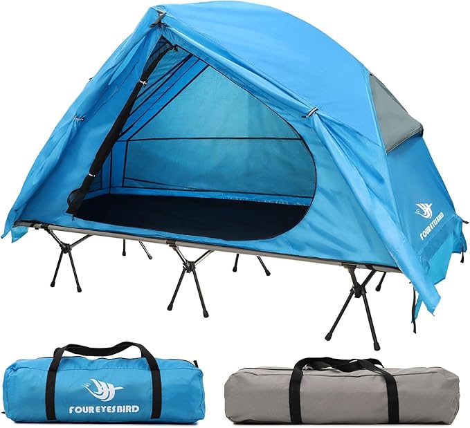 4-in-1 Camping Cot Tent Foldable Elevated Tent Set for 1 Person to Use Elevated Camping Bed Tent for Outdoor Hiking Camping