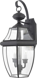 Quoizel Newbury 20 Outdoor Wall Lantern 2-Light Mystic Black with Clear Beveled Glass E12 Base French Country Style