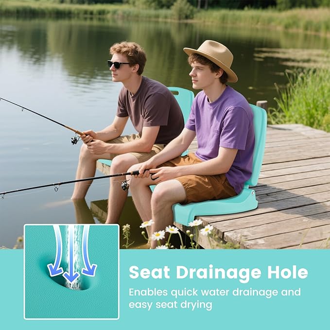 Goplus Poolside Chair for Edge of Pool Foldable Portable Flip Seat w/Back Support &amp 2 Handles Lightweight Outdoor Camping Chair for Stadium Tailgating Fishing Boats Beach (Mint Green 1 Pack