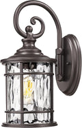 Emliviar 15.5 Outdoor Wall Mounted Light Fixture Farmhouse Porch Lighting in Oil Rubbed Bronze Finish Outside Lantern for Yard with Water Ripple Glass Shade XE229B ORB WG