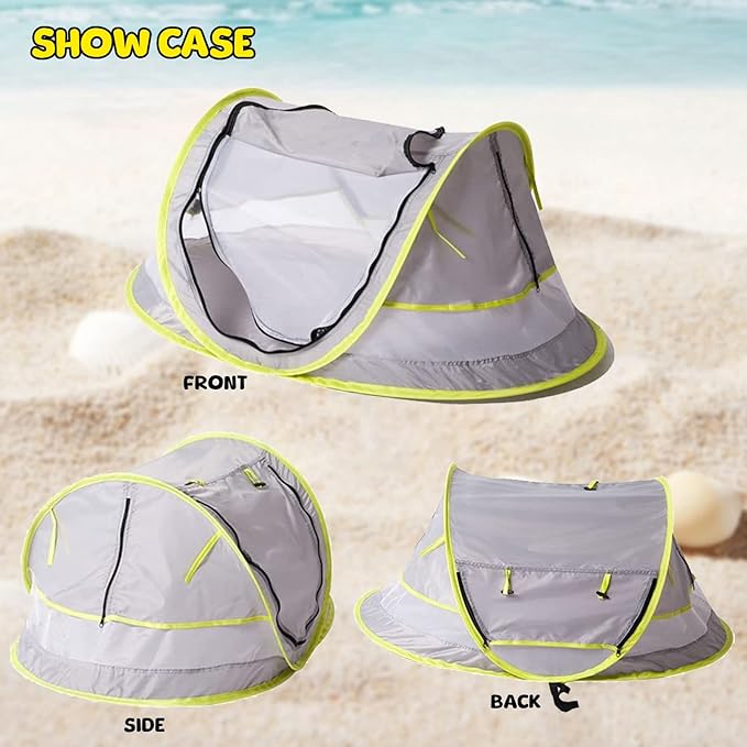 Baby Beach Tent Pop Up Waterproof UPF 50+ Beach Shelter Foldable Beach Accessories Breathable Portable Baby Garden Shade Outdoor Sunshade