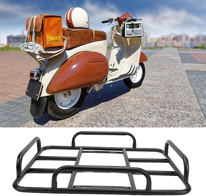 Universal Food Delivery Box Rack Rear Grille Heavy Duty Iron Bracket for Electric Bike and Motorcycle Sturdy Delivery Food Box Base with High Load Capacity