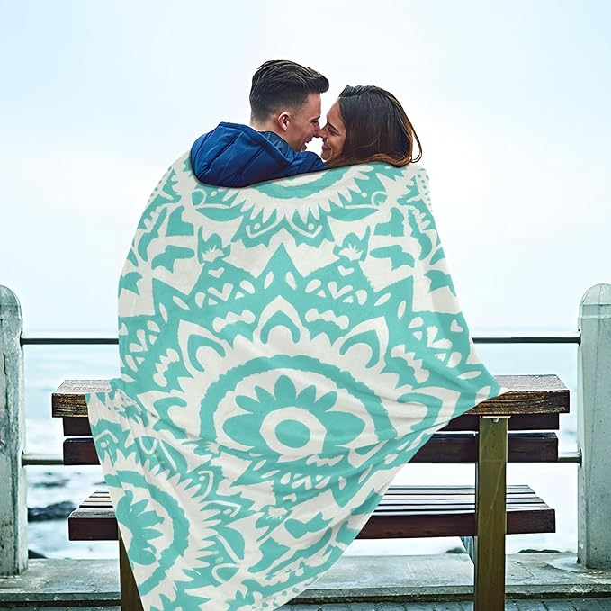 Soft Throw Blanket Boho Mint Green Vintage Flowers Women's Blanket 50'' x 70''
