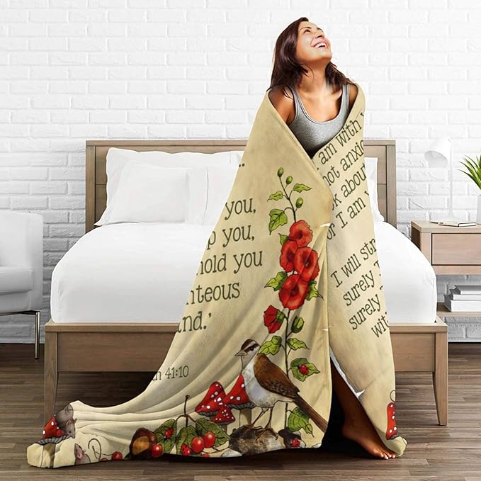 50X40 Bible Verse Isaiah 41 10 Do Not Fear Nature Lightweight Flannel Blanket - Soft and Breathable Polyester Suitable for Travel Camping and Home Decoration