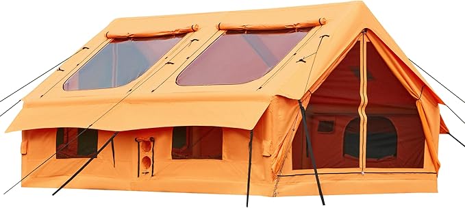 2026 Upgraded Inflatable Tents for Camping 6-8 Person Blow Up Tent with TPU Skylight Mesh Windows Stove Jack &amp Pump Easy Setup 4 Season Large Inflatable Tent Waterproof &amp Windproof