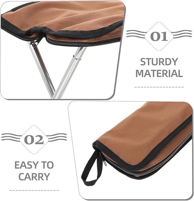 Collapsible Folding Stool Portable Backpack Stool Lightweight Foldable Camping Chair for Adults with Carry Handle Brown Outdoor Travel Fishing Hiking Seat