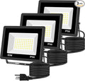 80W LED Floodlights 3 Pack Super Bright Exterior Security Lights IP66 Waterproof Outdoor Flood Light 10400LM 5000K Daylight White Work Lights for Garden Garage Patio