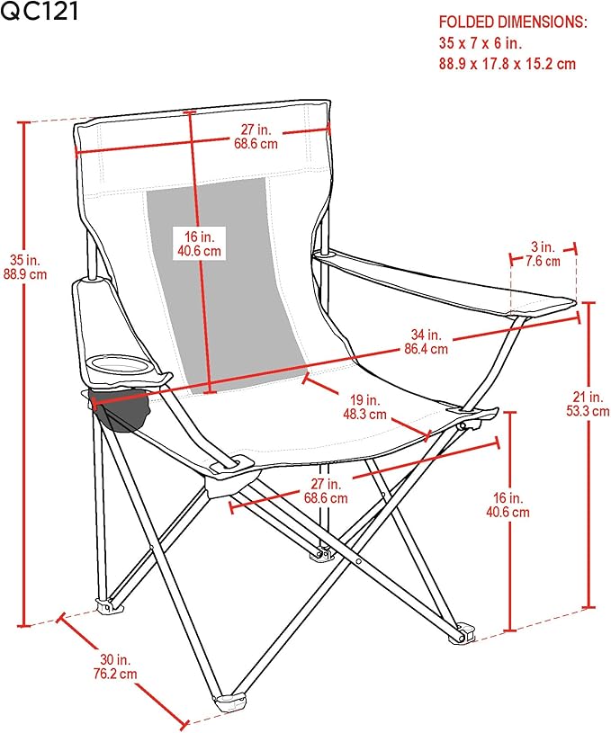 Life is Good Mesh Back Quad Chair Portable Outdoor Folding Chair with Carry Bag for Beach Sports Tailgates Camping Fishing